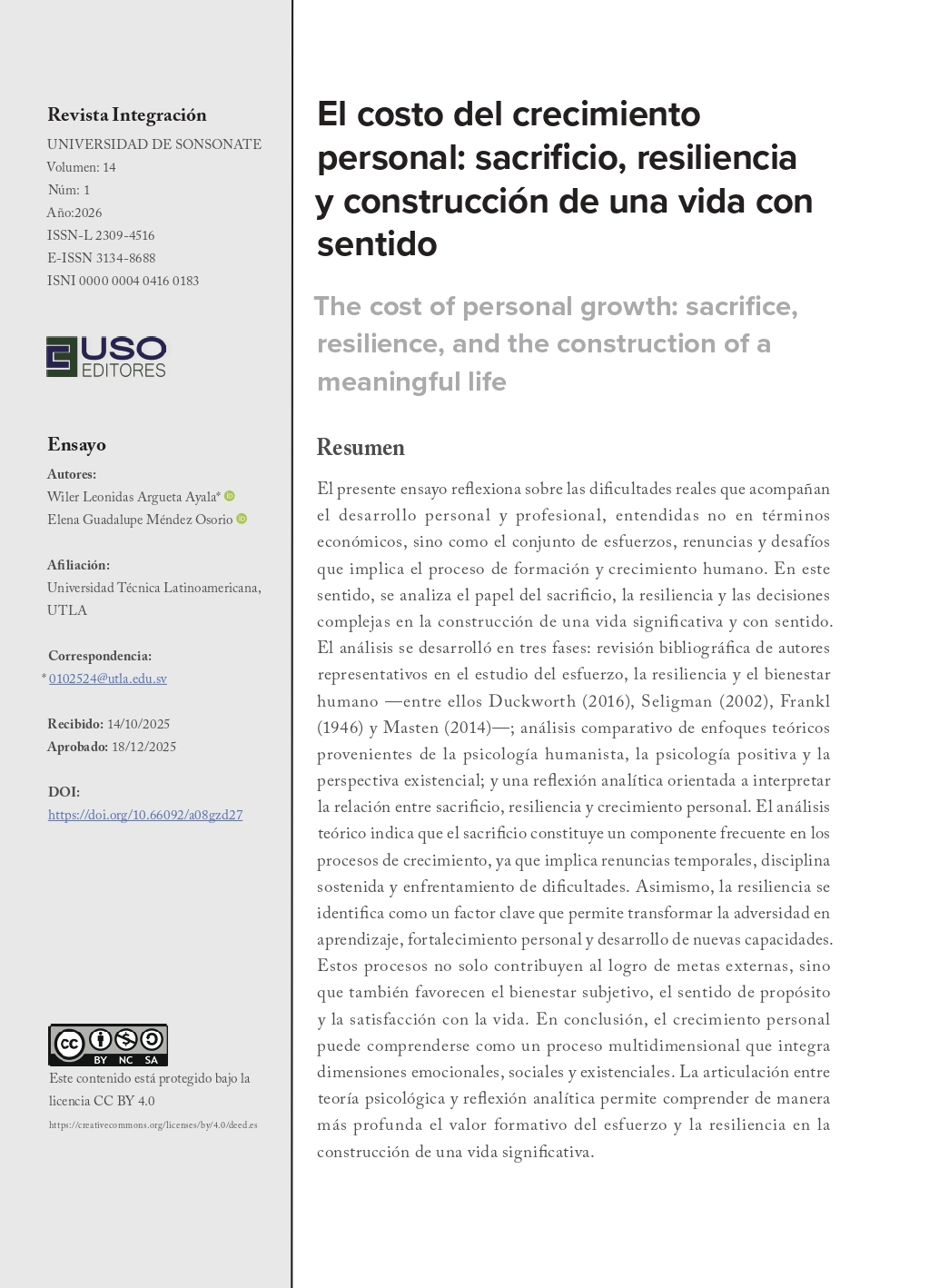 Portada de Artículo