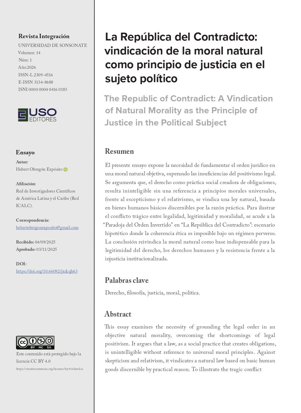 Portada de Artículo