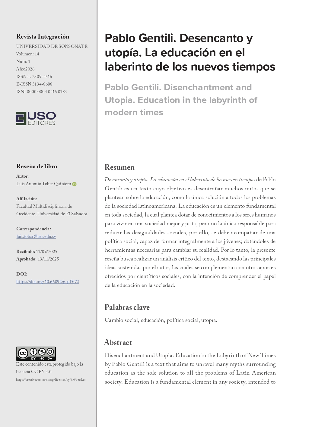 Portada de Artículo