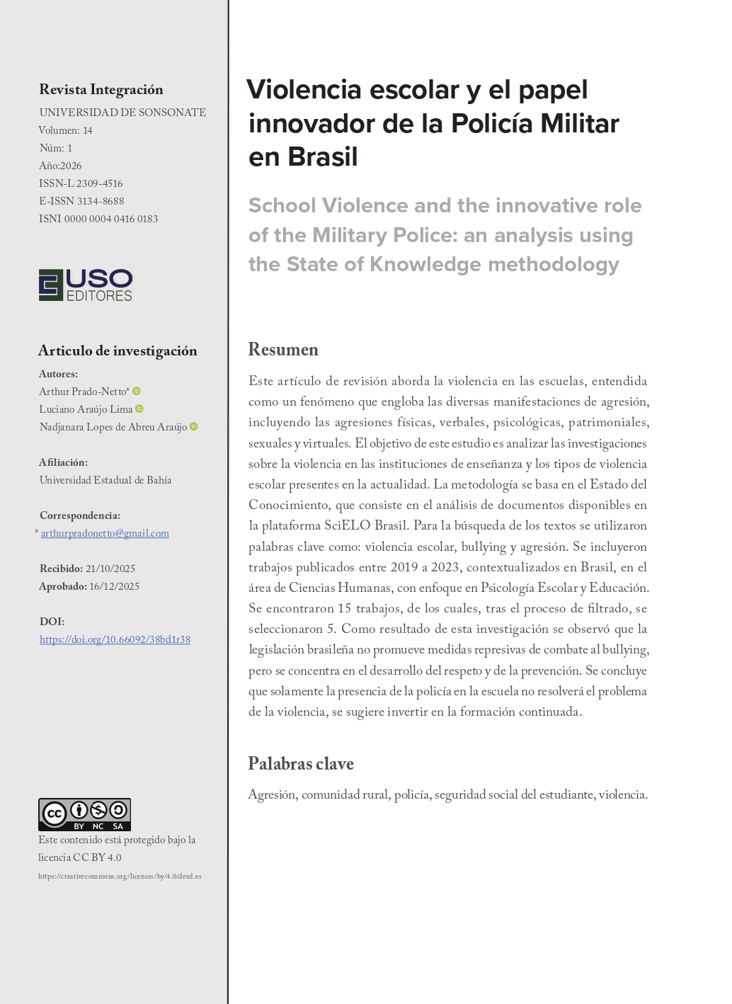 Portada de Artículo